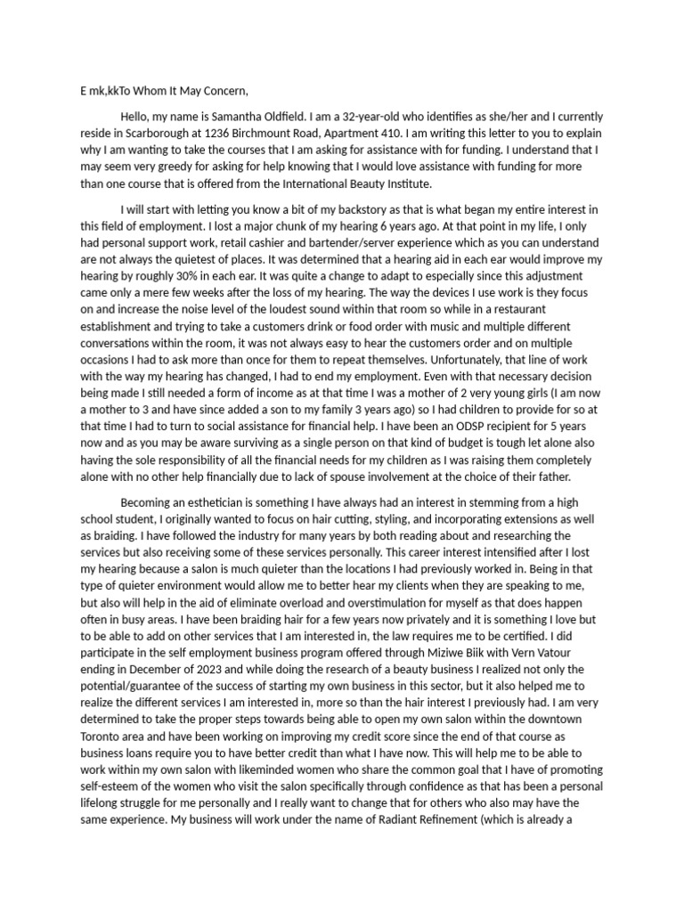 Letter of interest miziwe biik education application pdf