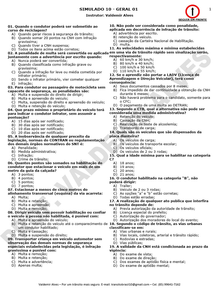 Simulado 10 40 Questões - (Aluno) | PDF