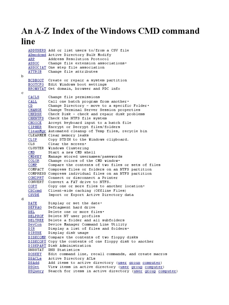 Windows All Commands Tutorial | PDF | Computer File | Active Directory
