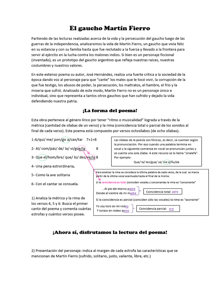 Análisis de Martín Fierro: Rima y Vida | PDF | Rima | Poesía