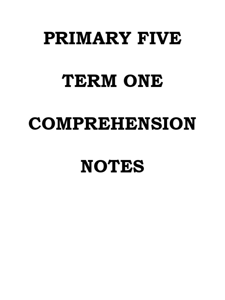 P - 5 Comprehension Lesson Notes | PDF
