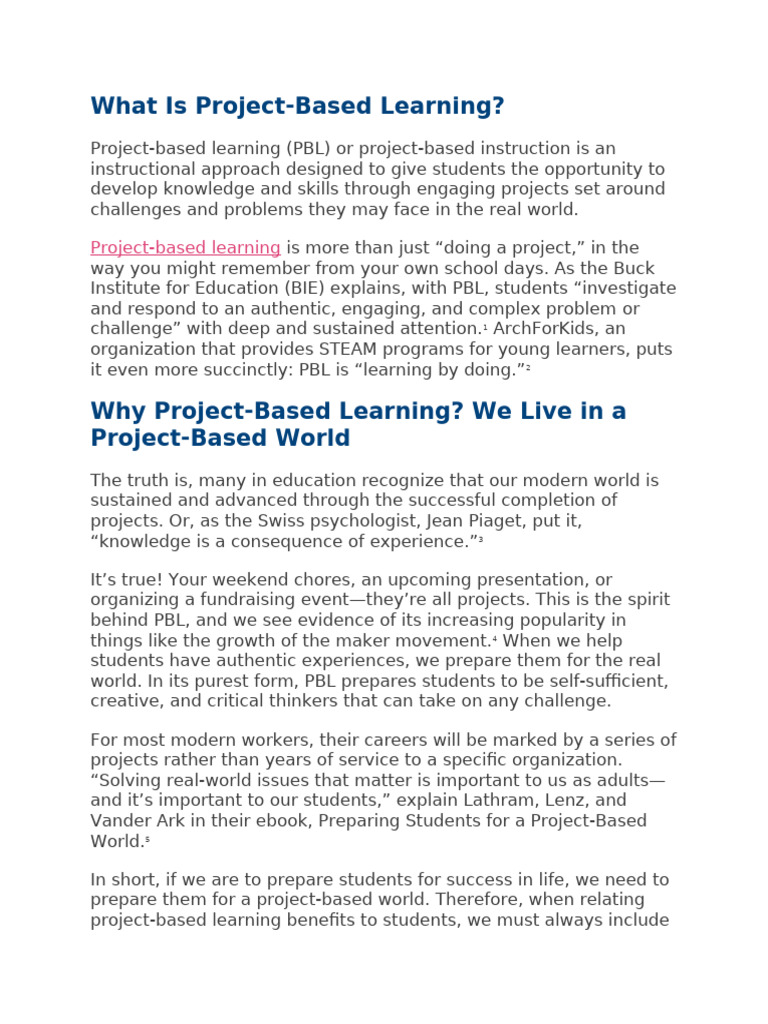 Project Base Approach | PDF | Project Based Learning | Learning