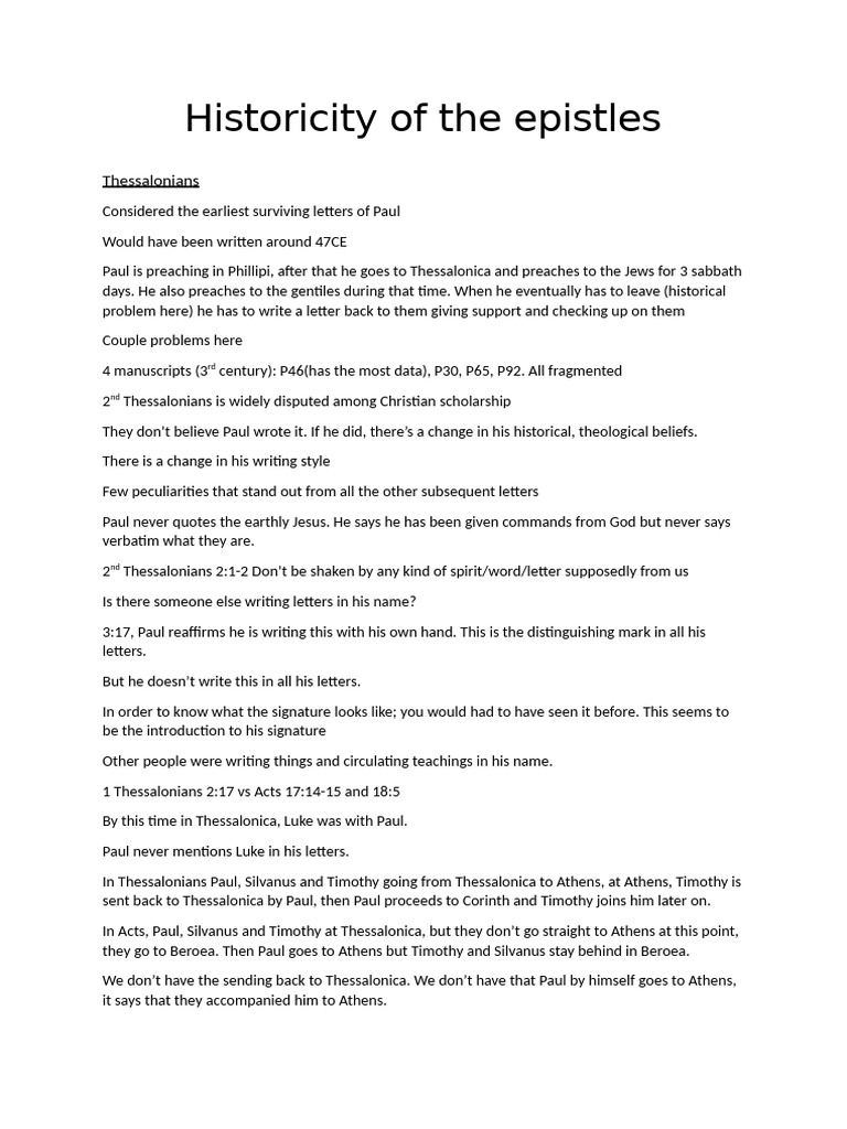 Historicity of The Epistles | PDF | Paul The Apostle | Epistle To Philemon