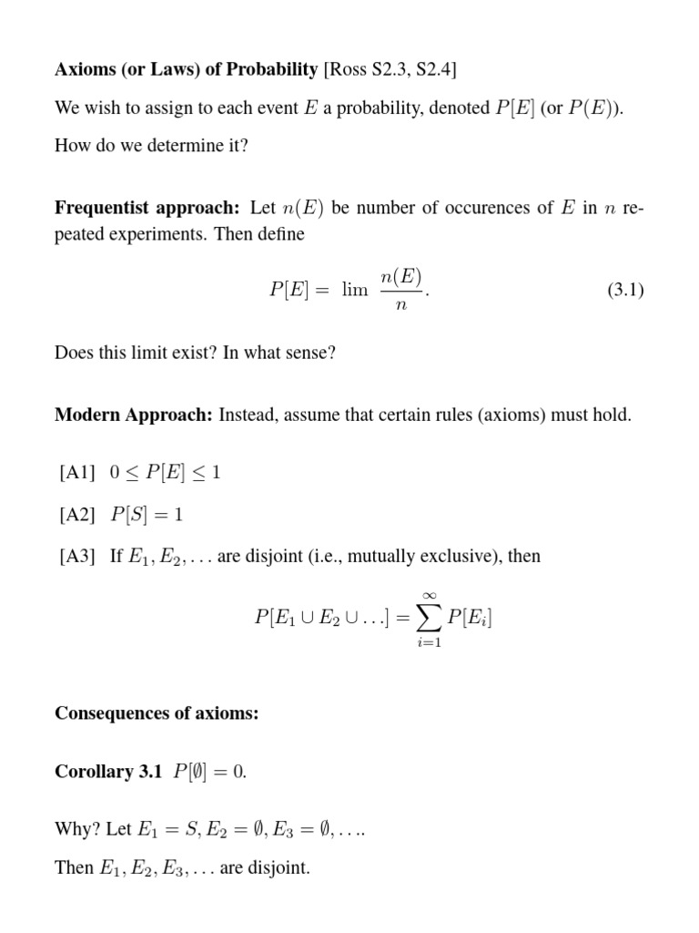 03 - Axioms - of - Prob2 Probability Theory and Statistics 1 | PDF