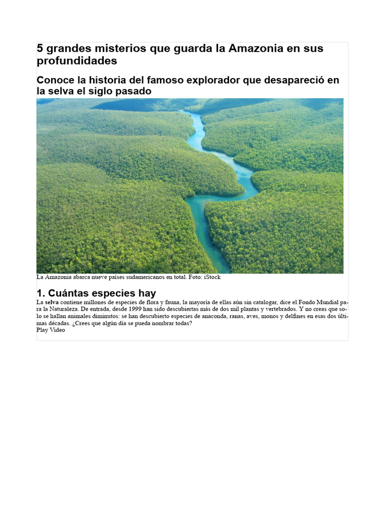 Misterios De La Amazonia Exploración Y Tribu Pdf Selva Amazónica