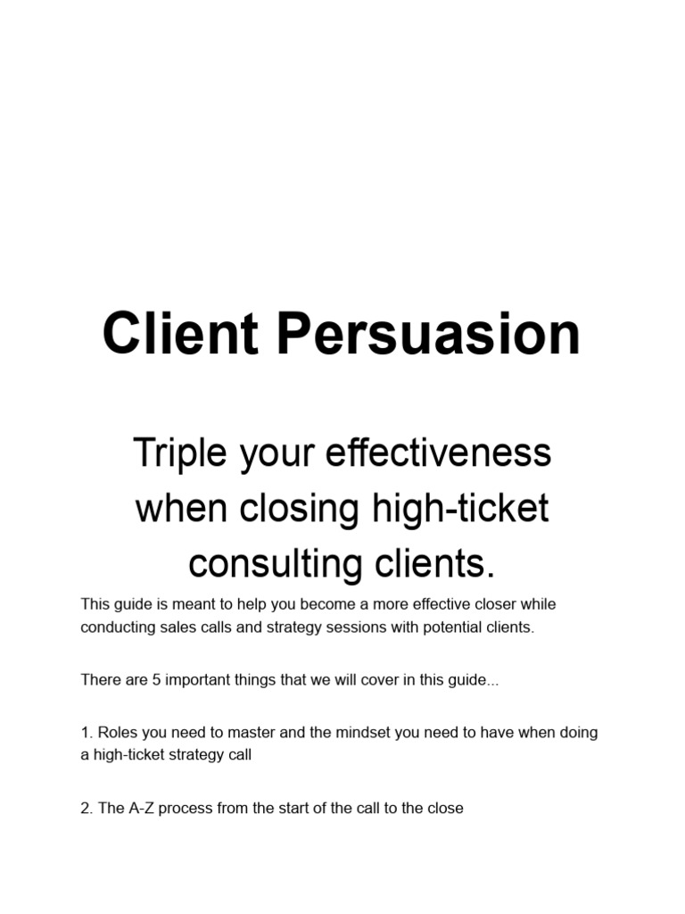 Client Persuasion Script | PDF