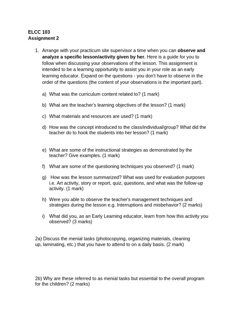 ELCC103 Assignment 2 | PDF