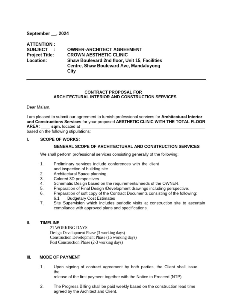 CONTRACT PROPOSAL A and E | PDF