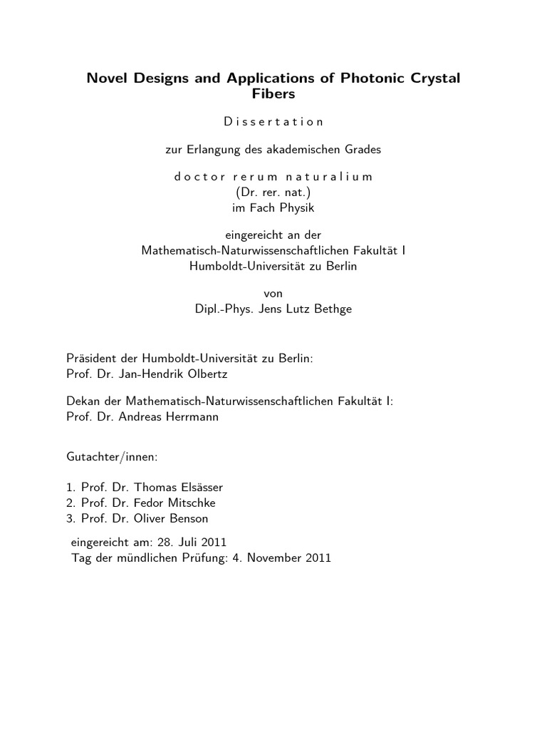 (PhD-2012) Novel Designs and Applications of Photonic Crystal Fibers | PDF