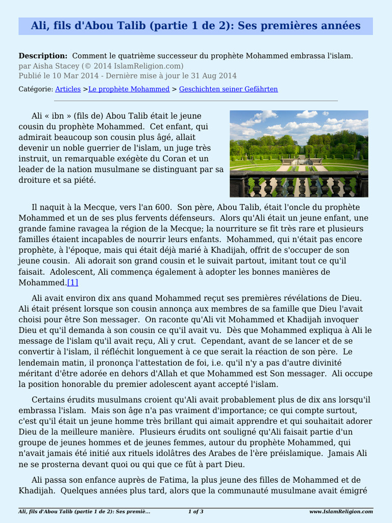 Ali Son of Abu Talib Part 1 of 2 2304 FR | PDF