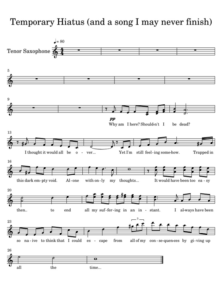 Temporary Hiatus (And A Song I May Never Finish) | PDF