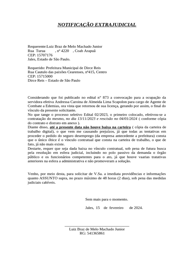 Modelo Notificacao Extrajudicial | PDF
