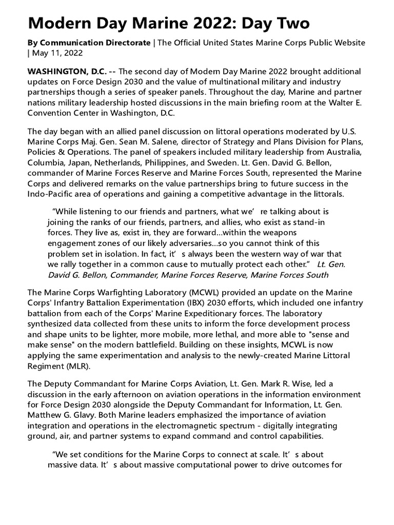 Modern day marine 2022 day two pdf