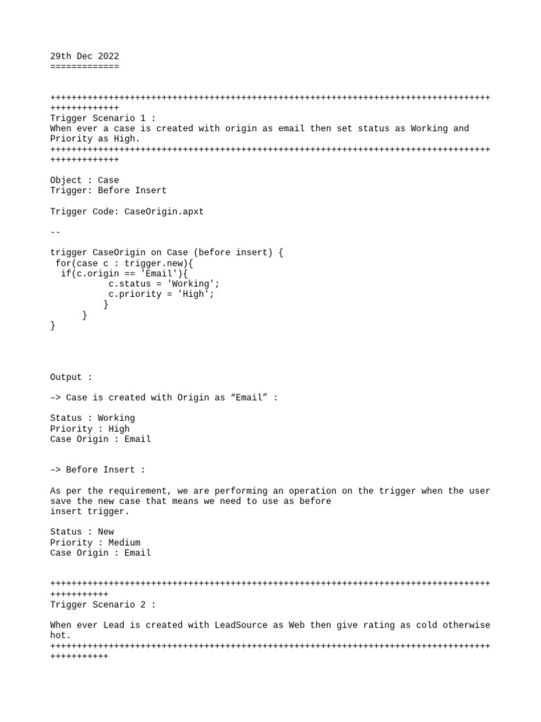 Scenario Based Questions in Trigger | PDF
