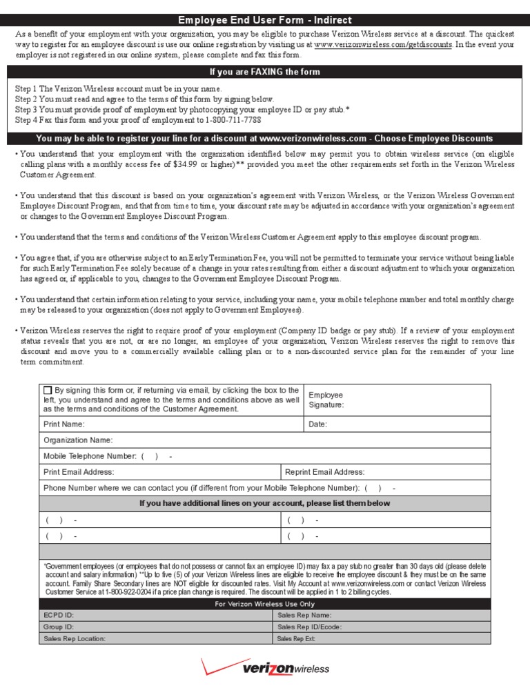 Employee Discount PDF Verizon Communications Service Industries