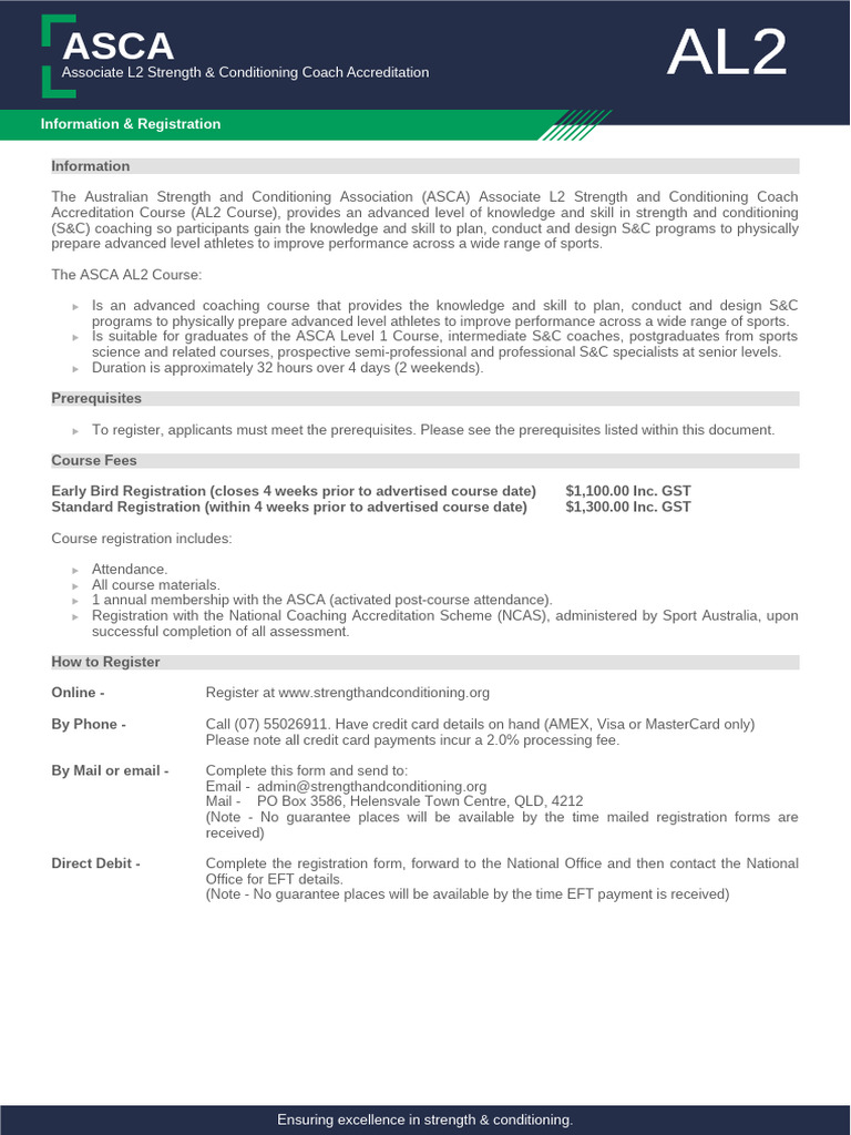 Asca Associate l2 Info and Reg From 2023 Eform | PDF