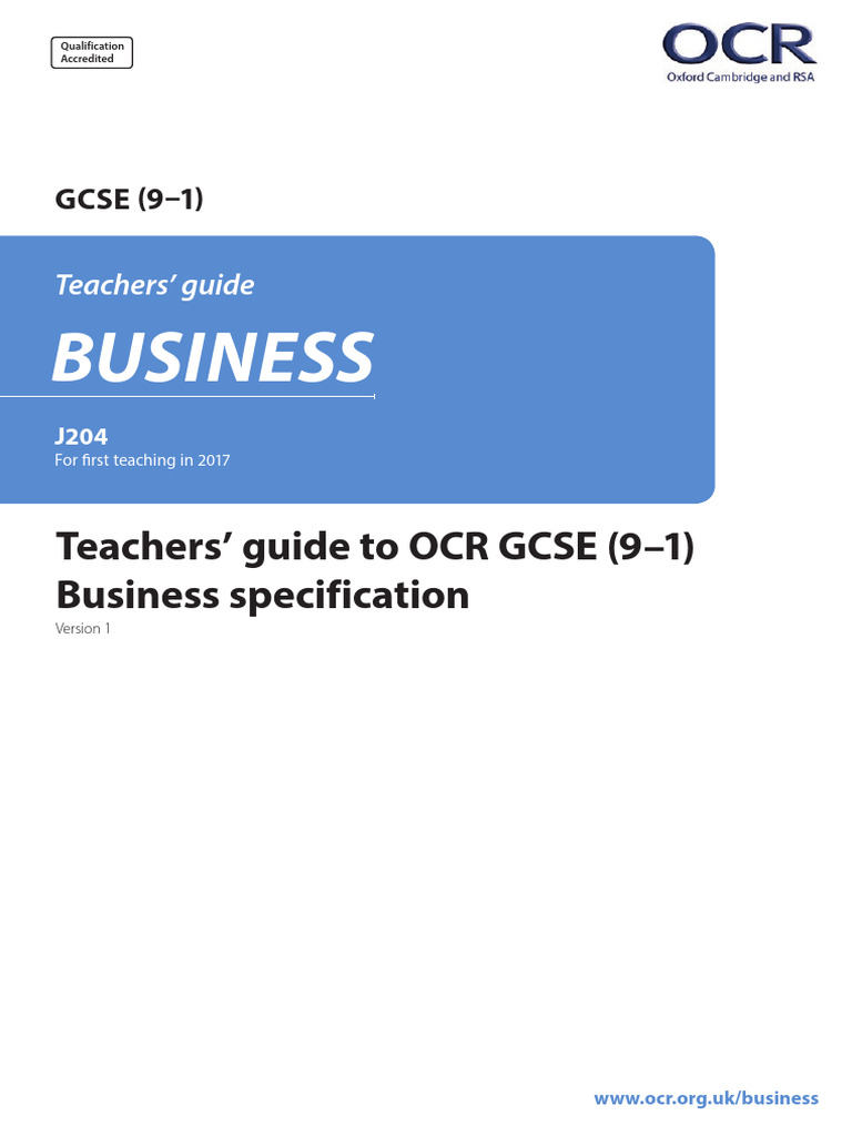 Teachers guide ocr gcse business specification 345640 pdf