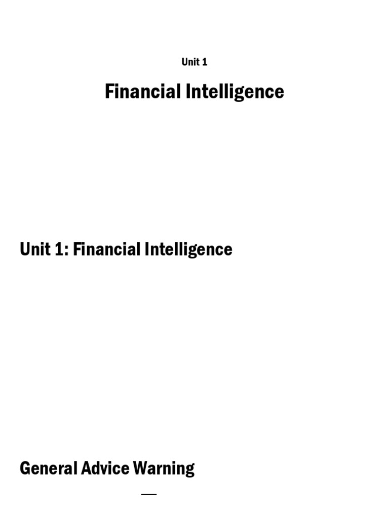 Financial Intelligence | PDF