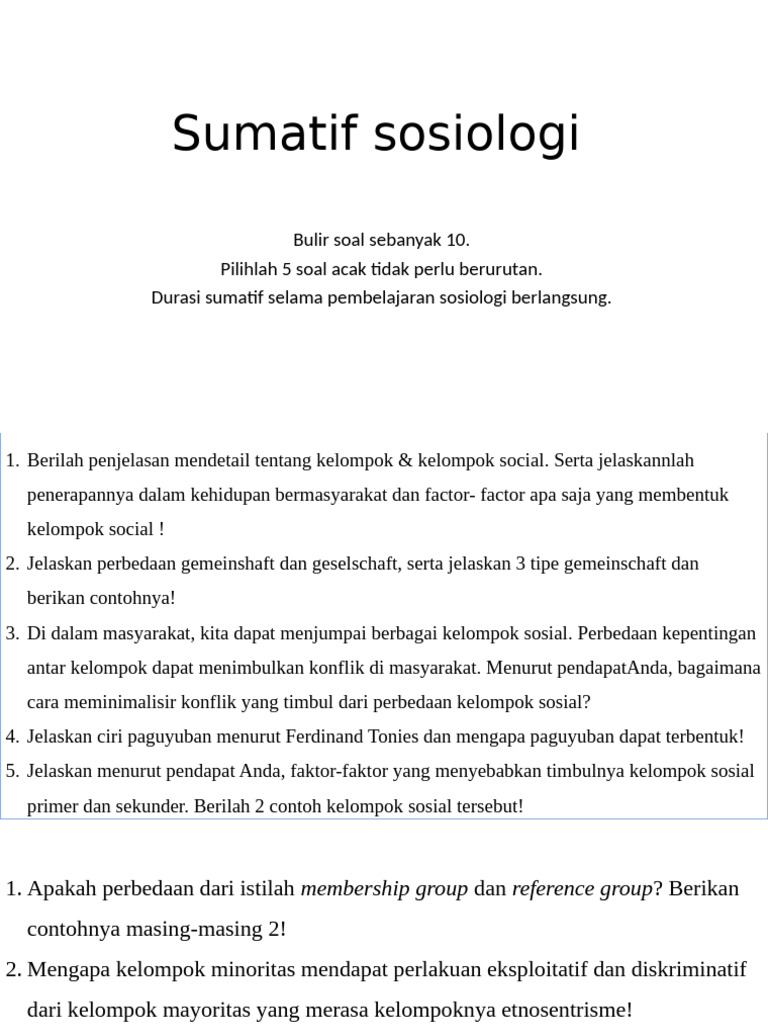 Sumatif sosiologi pdf