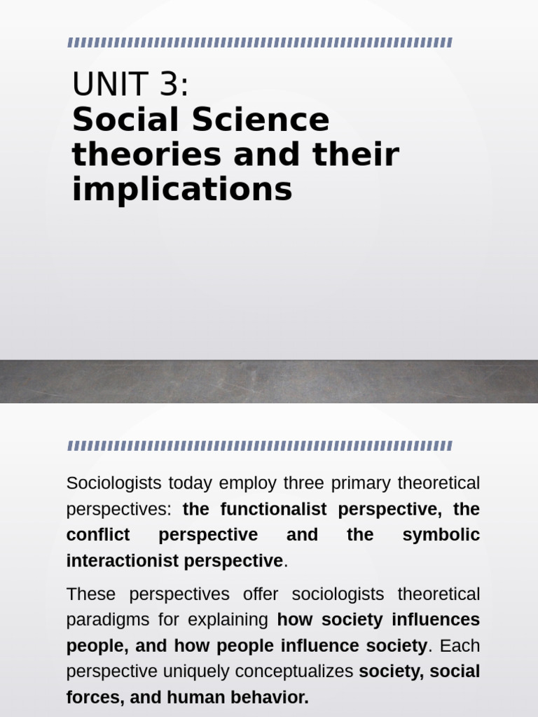 UNIT 3 Social Science Theories and Their Implications | PDF