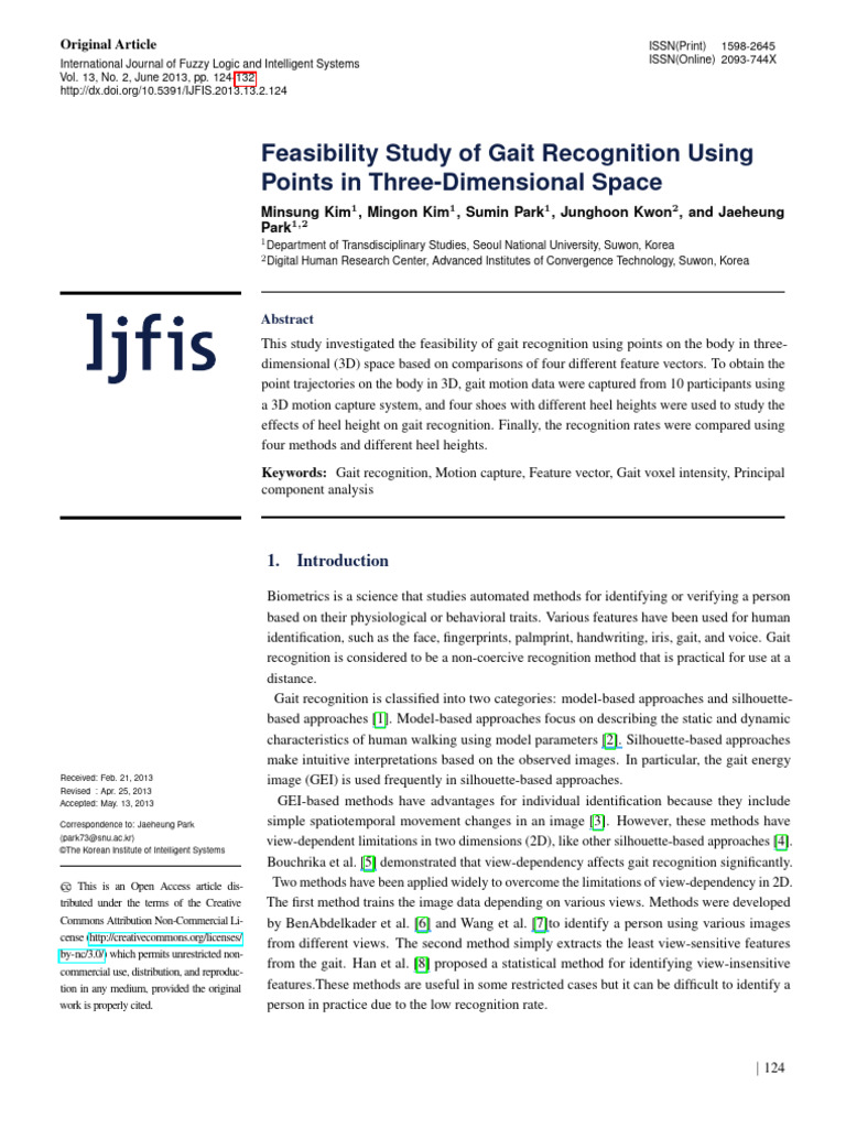Feasibility Study of Gait Recognition Us | PDF