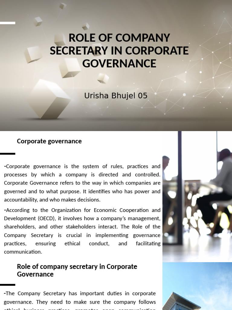 Role of Company Secretary in Corporate Governance | PDF | Governance ...