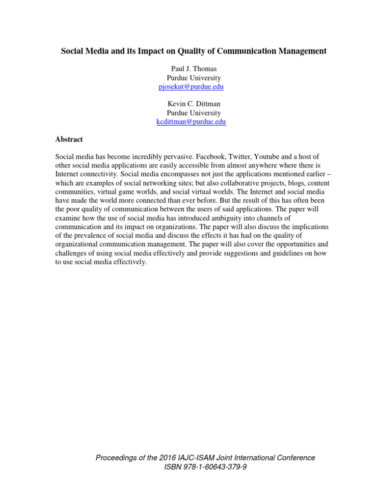 019-X-16 - Social Media and Its Impact On Quality of Communication ...