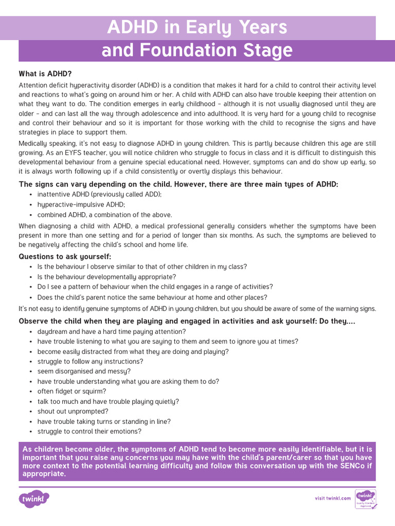 Understanding ADHD in Early Childhood | PDF | Attention Deficit ...