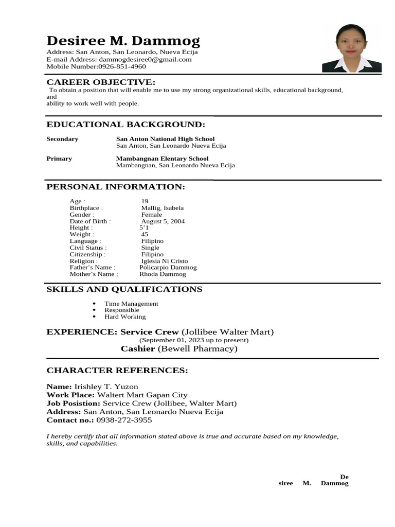 Resume Desiree PDF