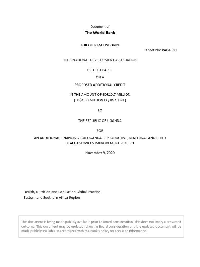 Uganda Reproductive Maternal and Child Health Services Improvement ...