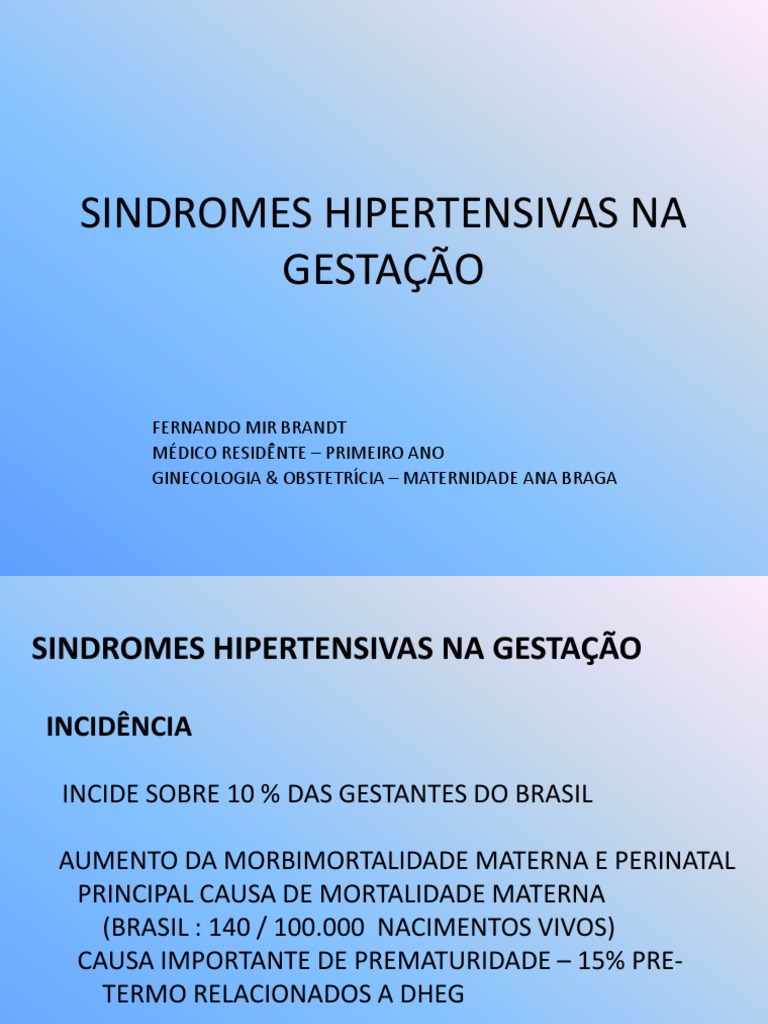 Síndromes Hipertensivas na Gestação | PDF | Distúrbios que causam ...
