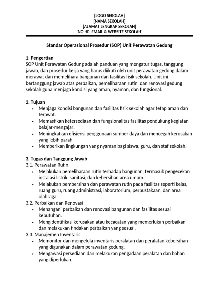 Sop Unit Perawatan Gedung1 | PDF