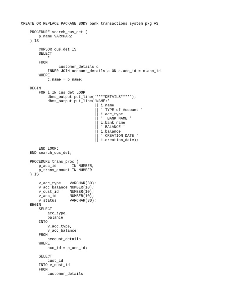 Bank Transactions System PKG | PDF