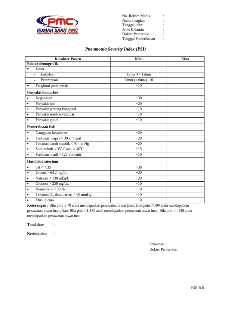 Pneumonia Severity Index Assessment | PDF