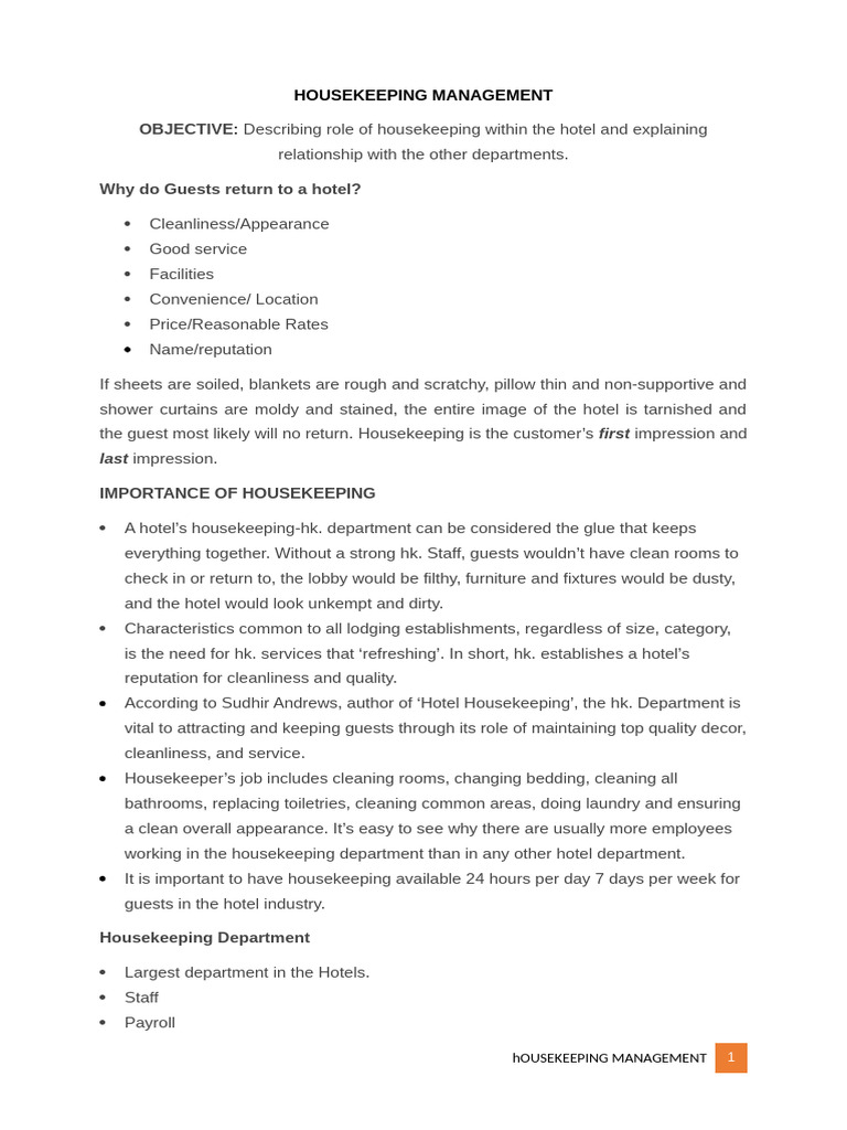 Housekeeping Management Module | PDF