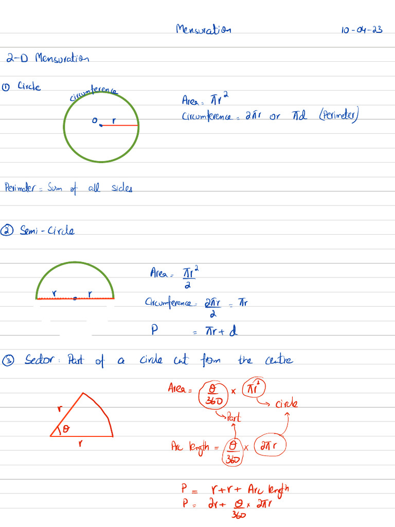 Mensuration Notes | PDF