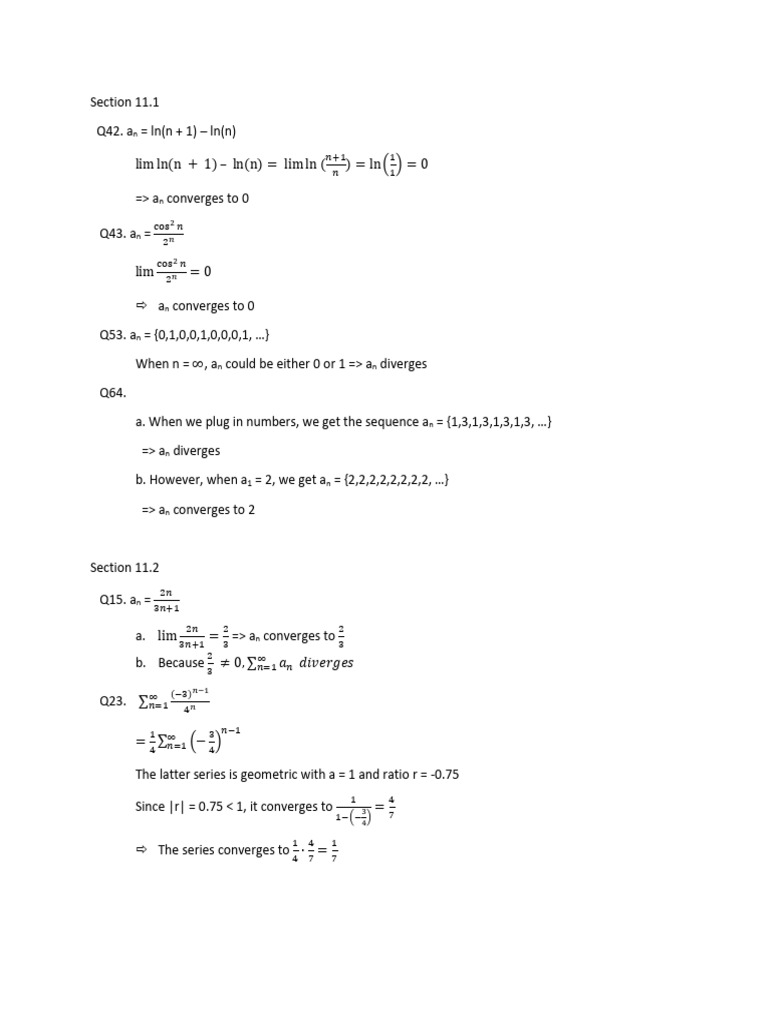 Calculus 2 Solution 7 | PDF