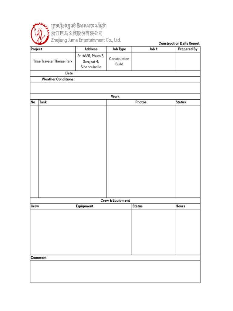 Daily Construction Report Template | PDF