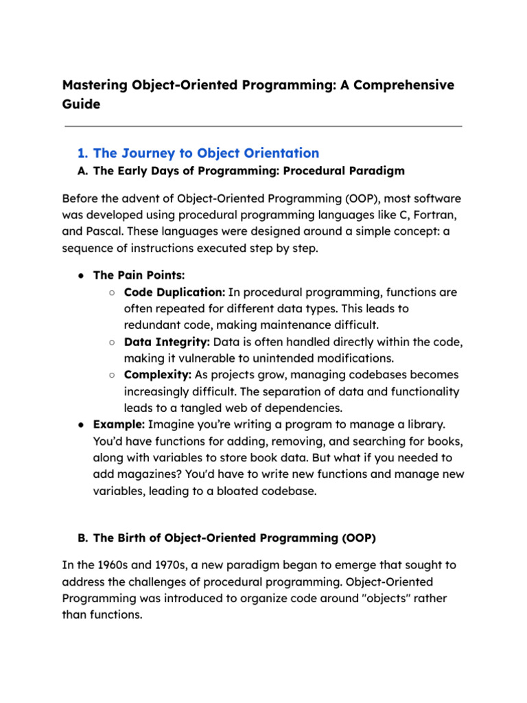 Mastering Object-Oriented Programming - A Comprehensive Guide | PDF
