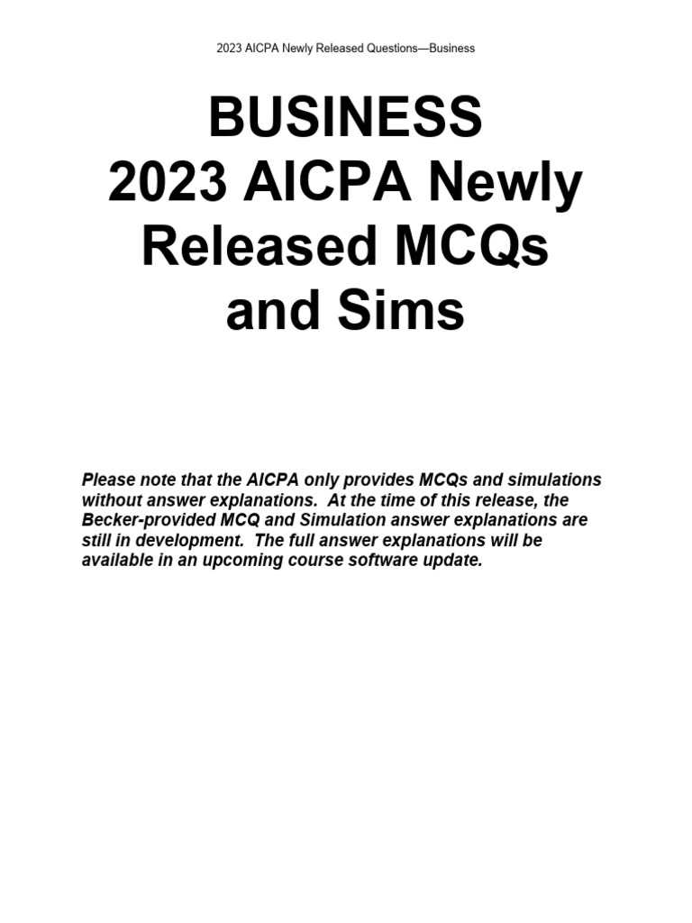 Aicpa Released Questions For Bec