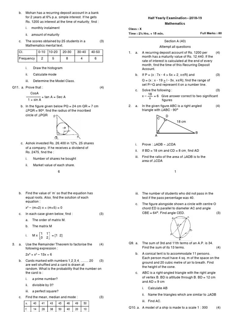 Icse Class 10 Hy Mathematics 2019 | PDF