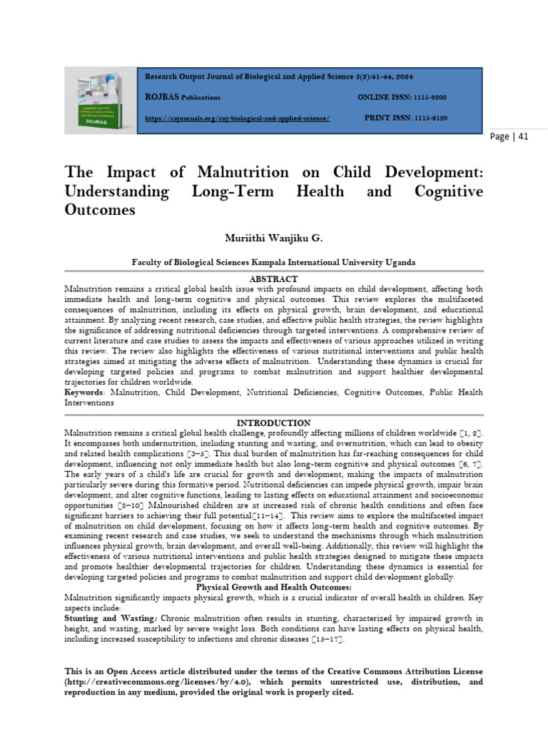 The Impact of Malnutrition On Child Development: Understanding Long ...