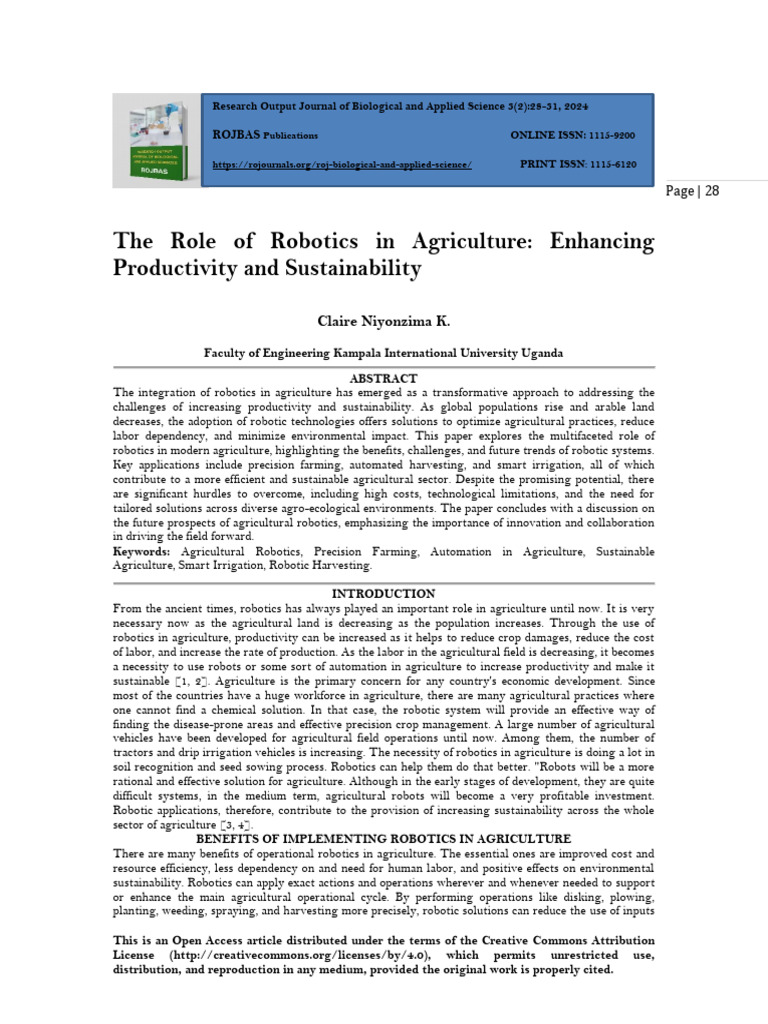 The Role of Robotics in Agriculture: Enhancing Productivity and ...