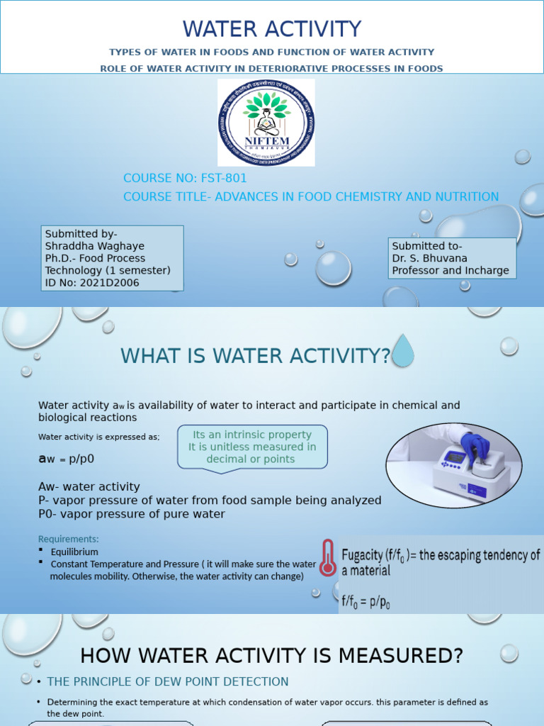 Water Activity Types and Function | PDF