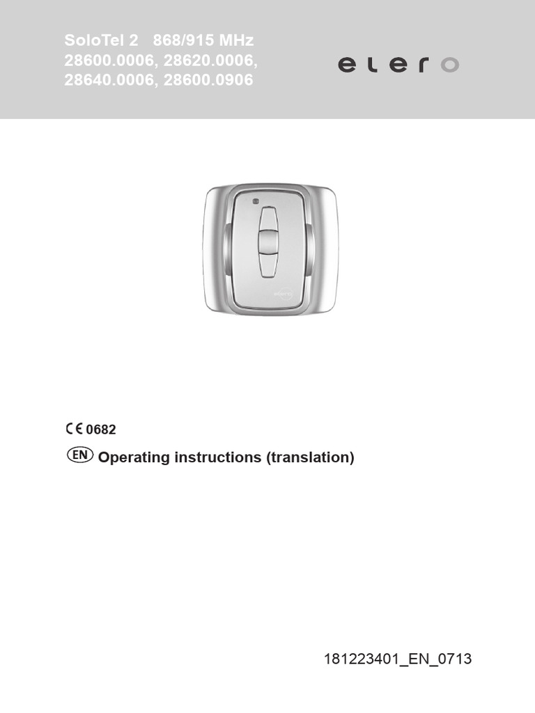 SoloTel 2 - Operating Instruction - Funkhandsender | PDF