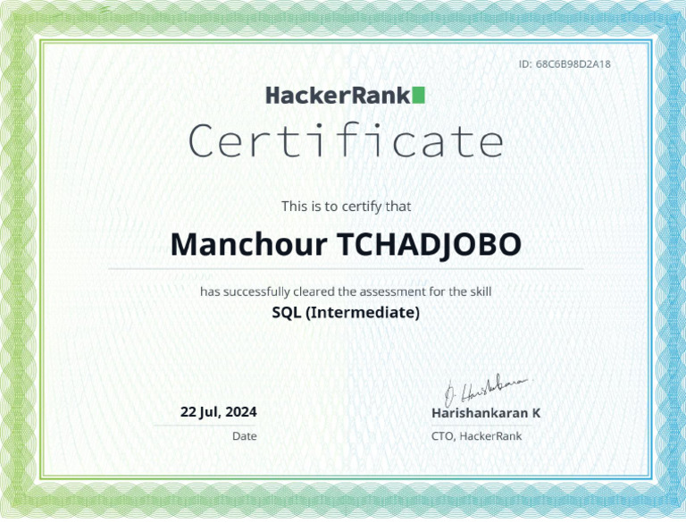 SQL Intermediate Certificate | PDF
