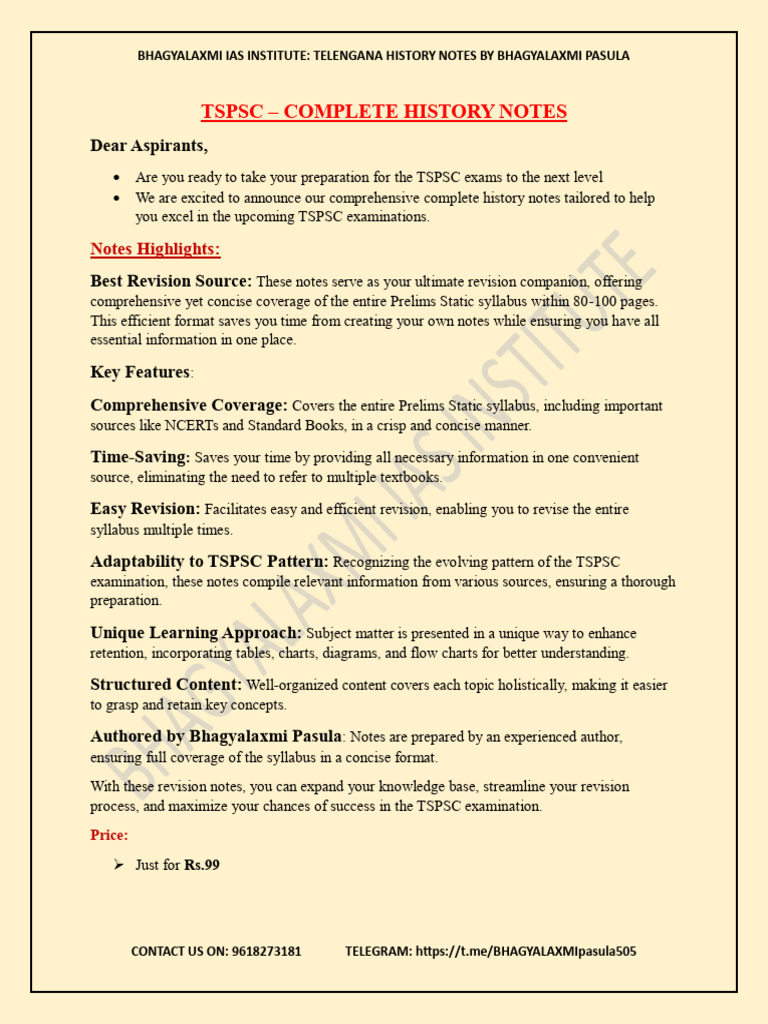 Sample Telengana Complete History Notes | PDF