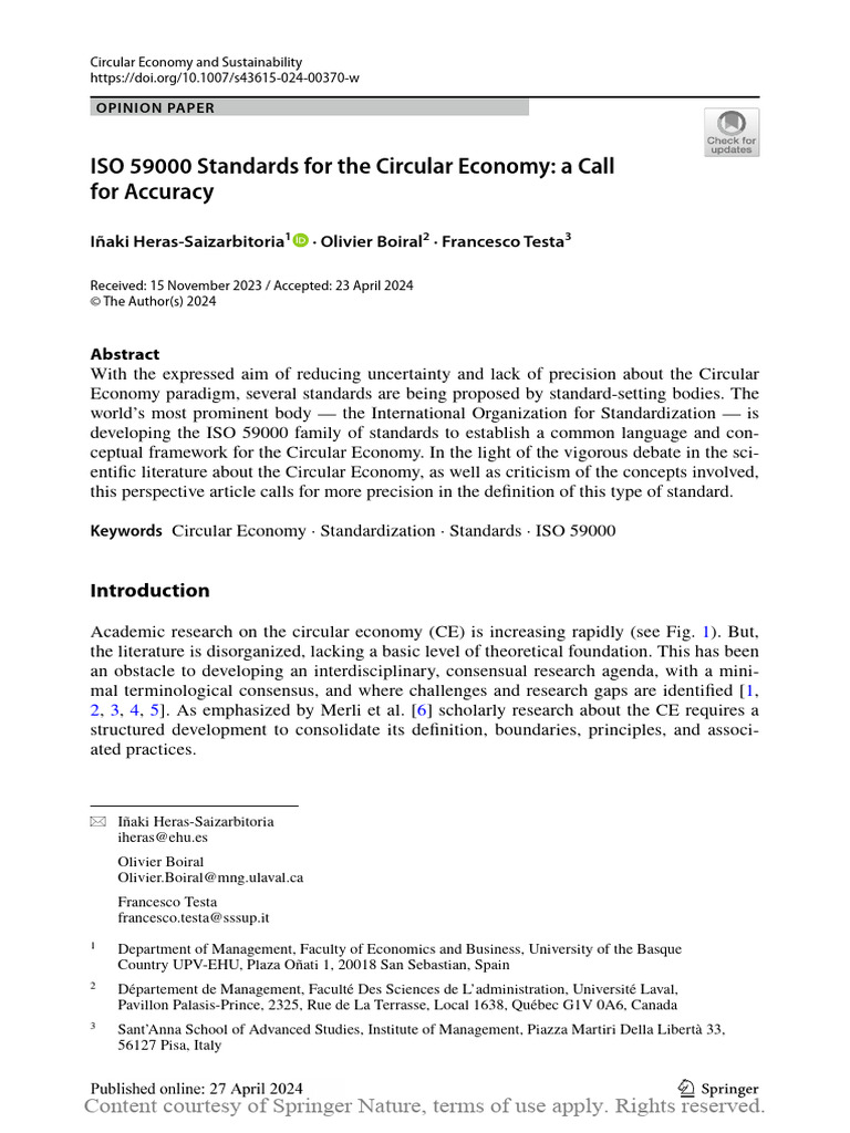 ISO 59000 Standards For The Circular Economy A Cal | PDF