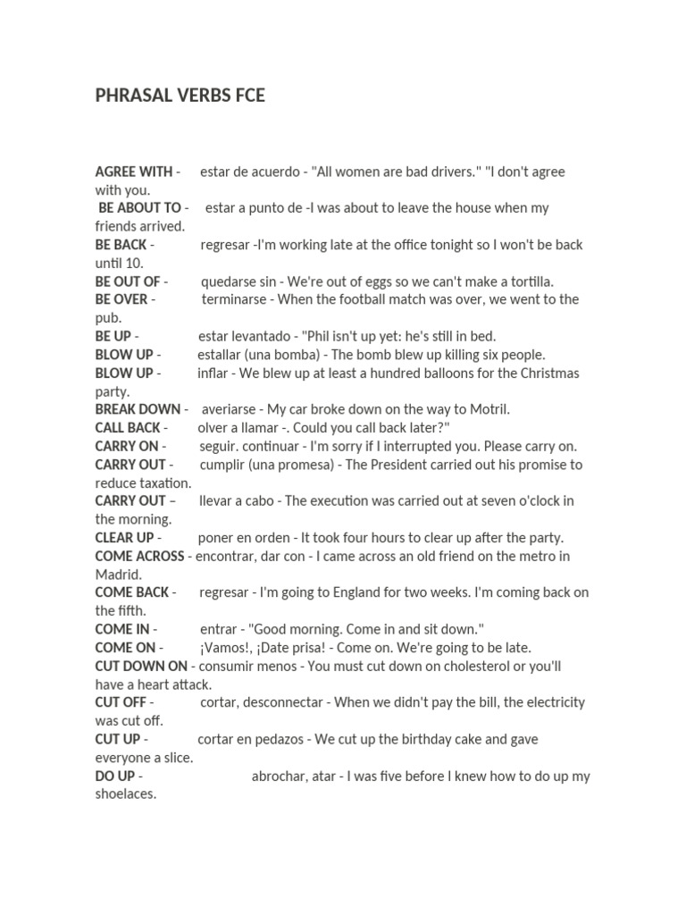 Phrasal Verbs Fce | PDF