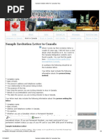 Sample Invitation Letter For Canadian Visa